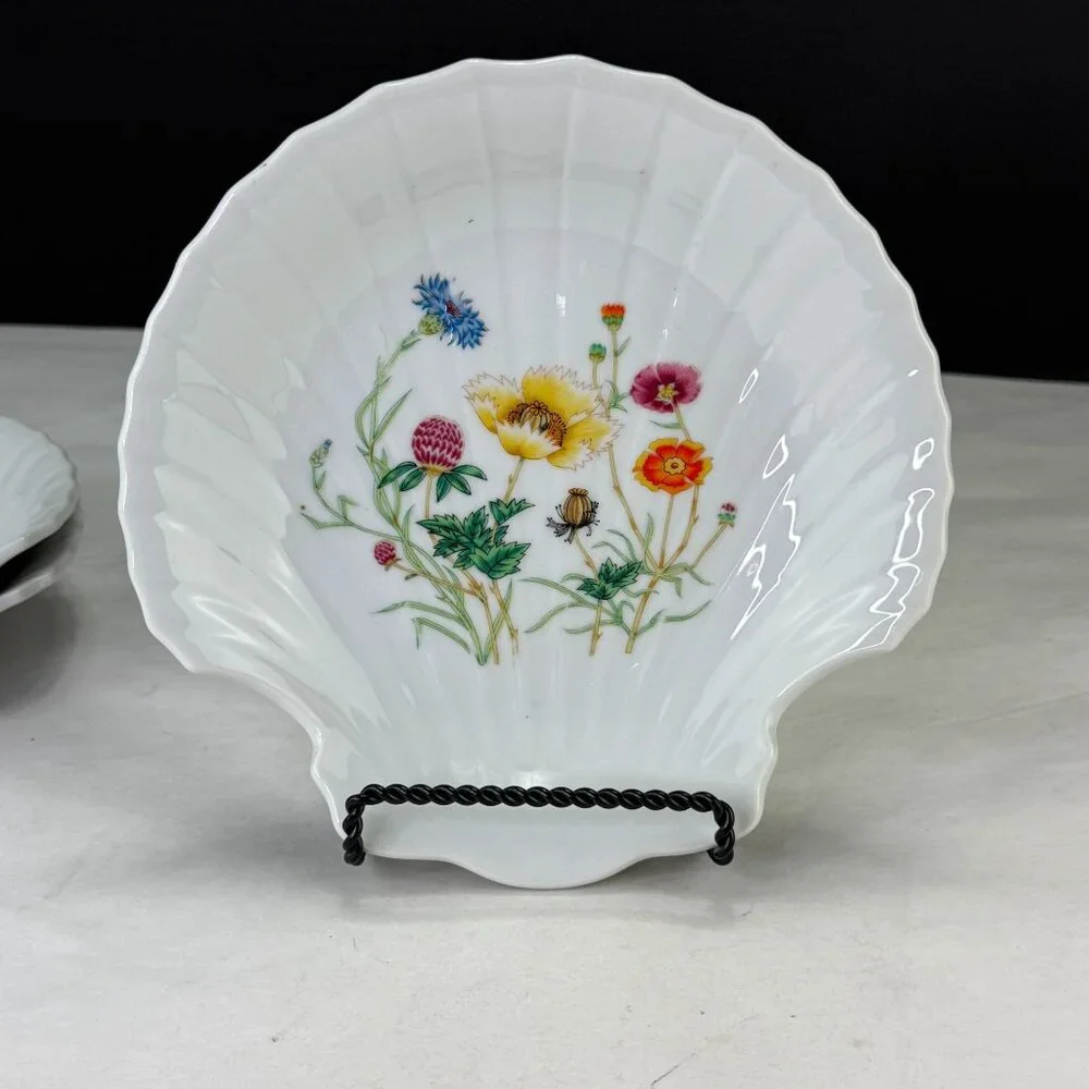 Vintage Takahashi Japan Vintage Clam Shell Floral Bowls Set of 4